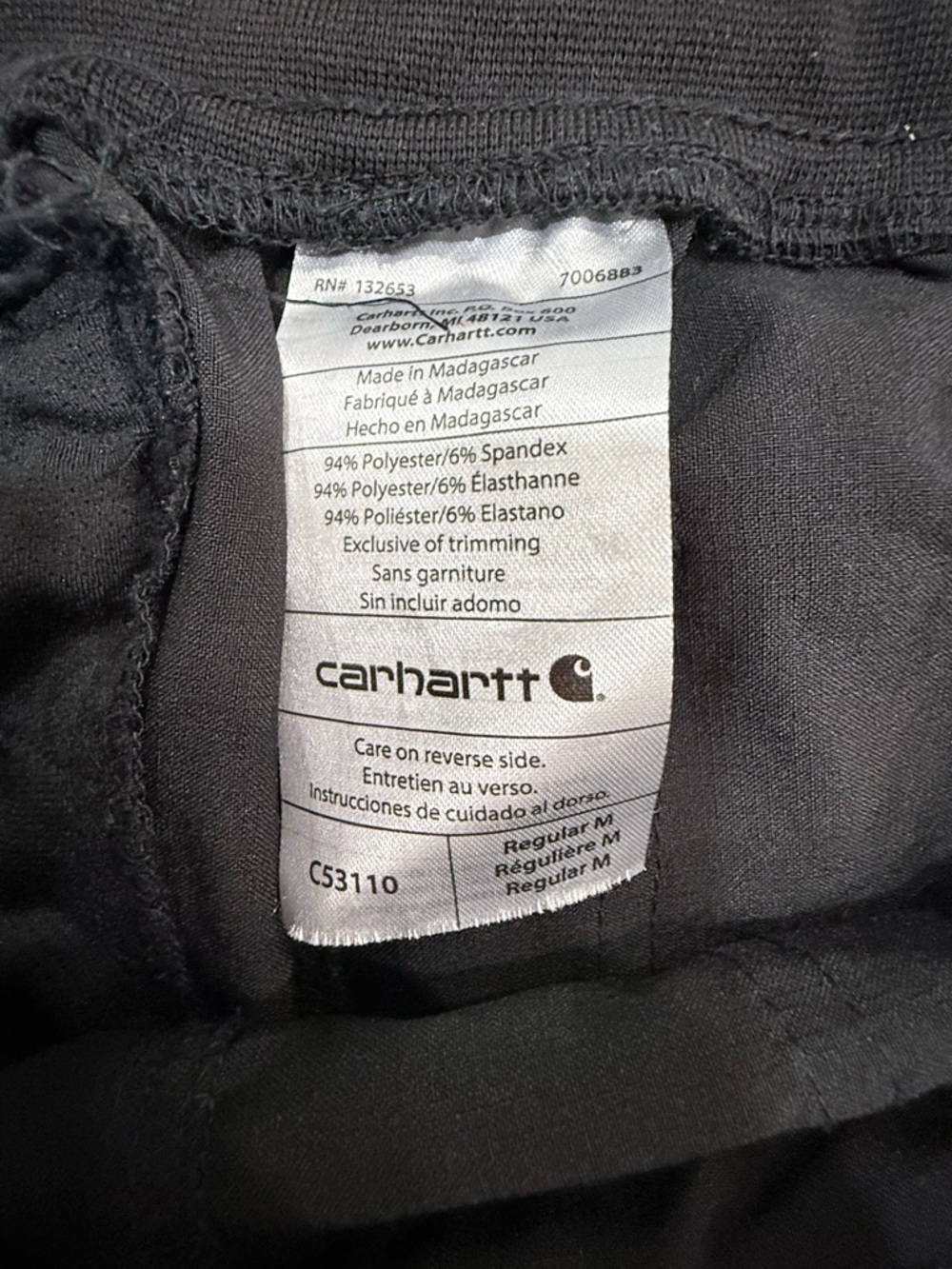 Carhartt Women's Black Drawstring Cargo Jogger Pants - Picture 6 of 6